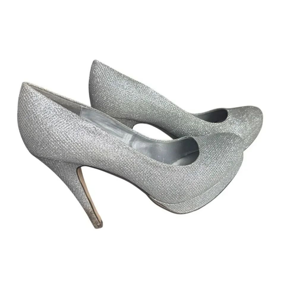 Women Call it Spring Magnoa Silver Sparkly Shimmer High Heels Pumps - Sz 10